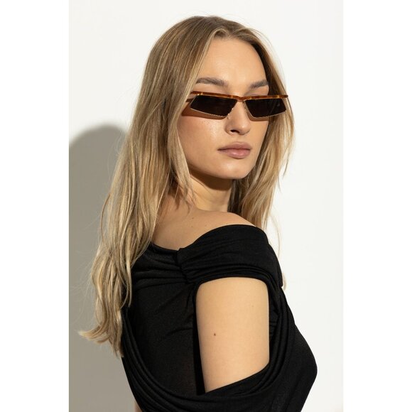 THE ATTICO Aria Sunglasses in Yellow Gold Blonde T-shell Brown New Womens Sunnie - Picture 5 of 15